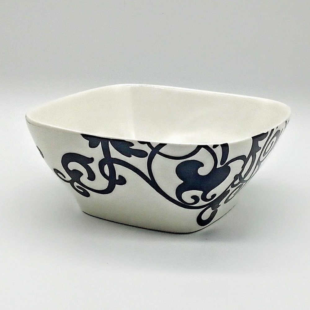 222 Fifth B&W Rococo Fine China Square Bowl